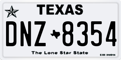 TX license plate DNZ8354