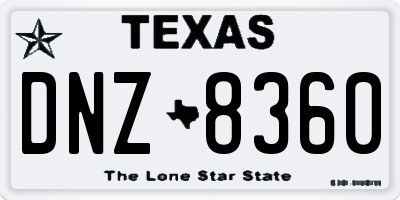 TX license plate DNZ8360