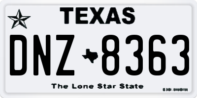 TX license plate DNZ8363
