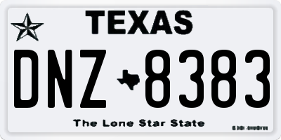 TX license plate DNZ8383