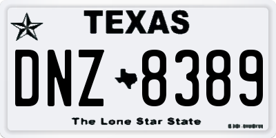 TX license plate DNZ8389