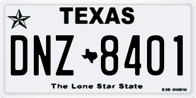 TX license plate DNZ8401