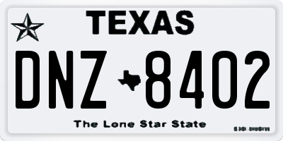 TX license plate DNZ8402