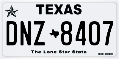 TX license plate DNZ8407