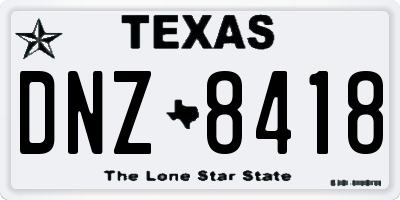 TX license plate DNZ8418
