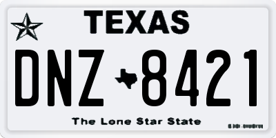 TX license plate DNZ8421
