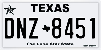 TX license plate DNZ8451