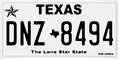 TX license plate DNZ8494