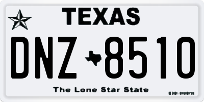 TX license plate DNZ8510