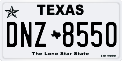 TX license plate DNZ8550