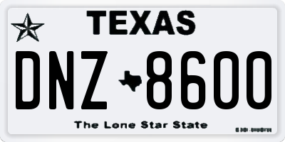 TX license plate DNZ8600