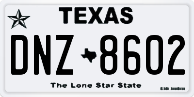 TX license plate DNZ8602