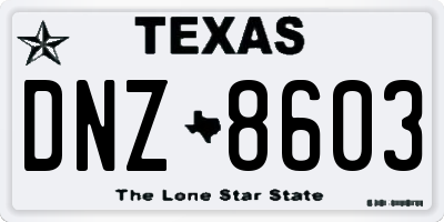 TX license plate DNZ8603