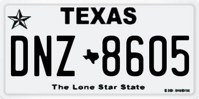 TX license plate DNZ8605