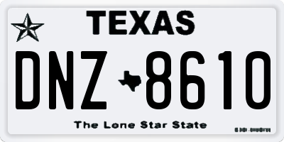 TX license plate DNZ8610