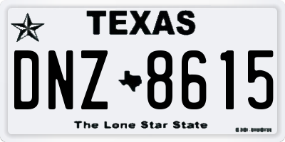 TX license plate DNZ8615