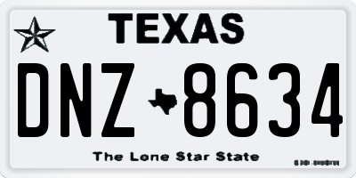 TX license plate DNZ8634