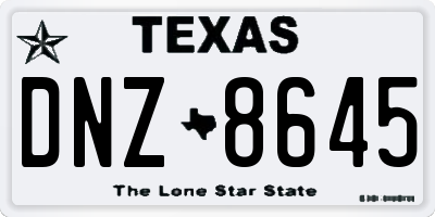TX license plate DNZ8645