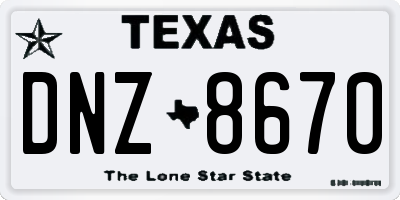 TX license plate DNZ8670