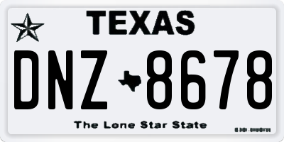 TX license plate DNZ8678