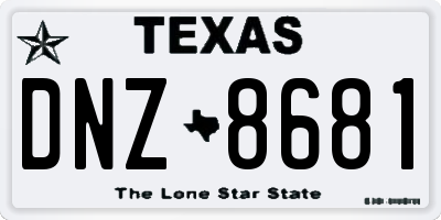 TX license plate DNZ8681