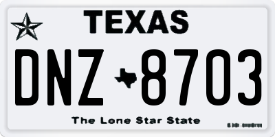 TX license plate DNZ8703