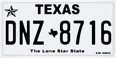 TX license plate DNZ8716