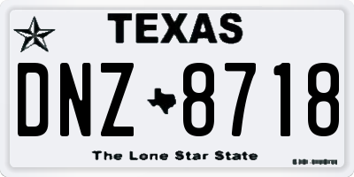 TX license plate DNZ8718