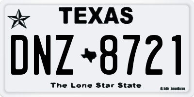 TX license plate DNZ8721