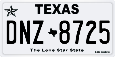 TX license plate DNZ8725
