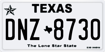 TX license plate DNZ8730