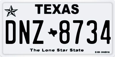 TX license plate DNZ8734