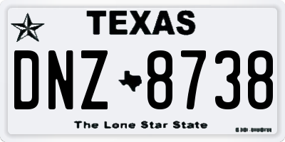 TX license plate DNZ8738