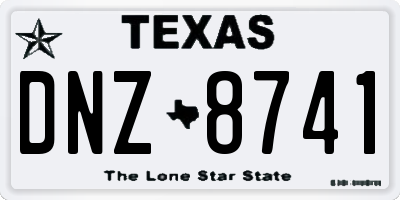 TX license plate DNZ8741
