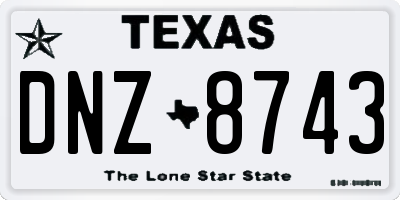 TX license plate DNZ8743