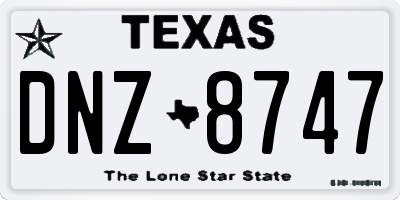 TX license plate DNZ8747