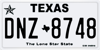 TX license plate DNZ8748