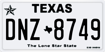 TX license plate DNZ8749