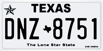 TX license plate DNZ8751