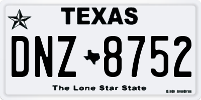 TX license plate DNZ8752