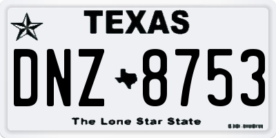 TX license plate DNZ8753
