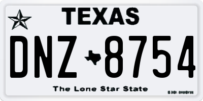 TX license plate DNZ8754