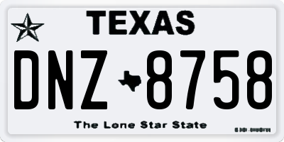 TX license plate DNZ8758
