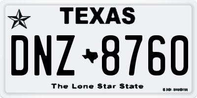 TX license plate DNZ8760