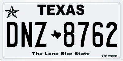 TX license plate DNZ8762