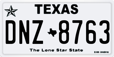 TX license plate DNZ8763