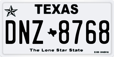 TX license plate DNZ8768