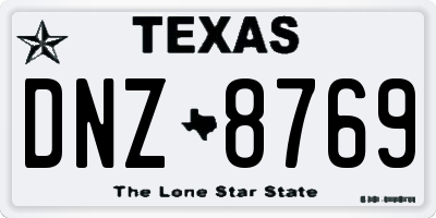 TX license plate DNZ8769