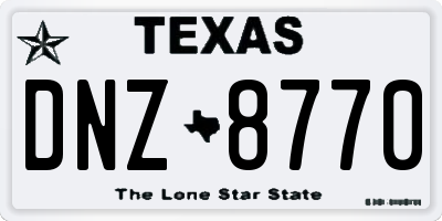 TX license plate DNZ8770