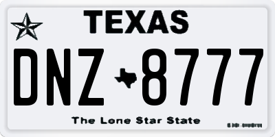 TX license plate DNZ8777